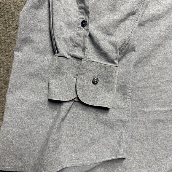 Taccaliti Button Down Long Sleeve Shirt Mens XXL 3XL Gray Paisley Italy Cotton - Picture 6 of 8